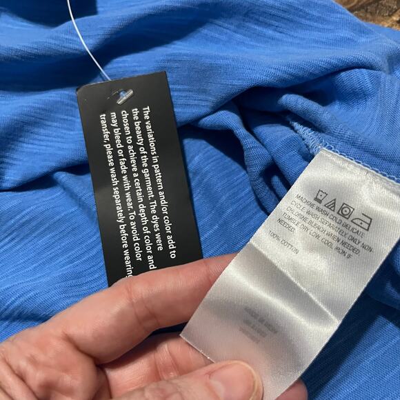 LOGO Lori Goldstein NEW Womens 100% Cotton Slub Blue V-Neck 3/4 Sleeve Top Sz 1X - Picture 7 of 7